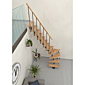 Minka Sporedne stepenice Joker Turn  (Visina kata: 302,9 cm, Boja gazišta: Bukva, Boja metala: Siva) | BAUHAUS