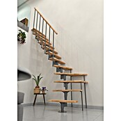 Minka Sporedne stepenice Joker Turn  (Visina kata: 302,9 cm, Boja gazišta: Bukva, Boja metala: Siva) | BAUHAUS