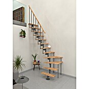 Minka Prostorsko varčne stopnice Joker Turn  (Višina nadstropja: 302,9 cm, Barva stopnice: Bukev, Barva kovine: Siva) | 4792 - Treppen | GBDD - Treppen | GBD - Bauelemente | GB - Bauelemente | G - Holz/Bauelem | BAUHAUS