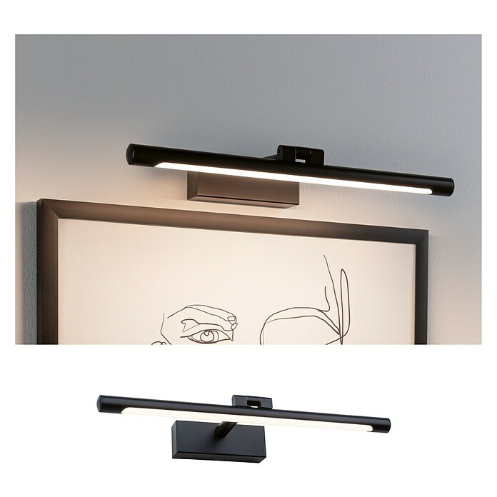 Paulmann Aplique LED para cuadros Mingo (11 W, L x An x Al: 17,5 x 41,5 x 5 cm, Negro, Blanco cálido) | BAUHAUS