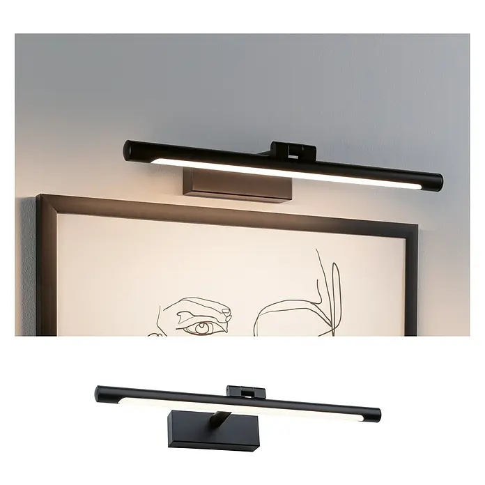 Paulmann LED-Bilderleuchte Mingo - 11 W, L x B x H: 17,5 x 41,5 x 5 cm, Schwarz, Warmweiß - Elegante schwarze LED-Bilderleuchte, ideal zur Beleuchtung von Kunstwerken und Fotos. Stilvolle Beleuchtungslösung für eine ansprechende Wandgestaltung.