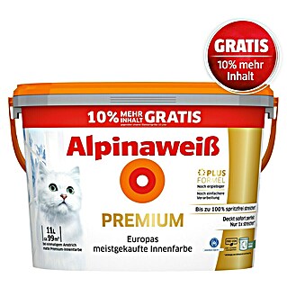 Alpina Alpinaweiss Wandfarbe Premium +10 % gratis (Weiß, Matt, 11 l, Abtönbar)