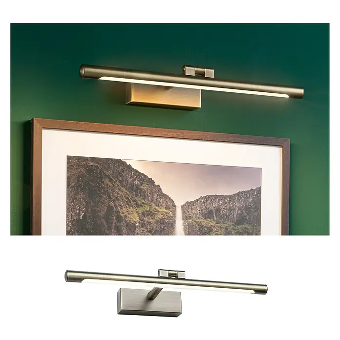 Paulmann LED-Bilderleuchte Mingo - 11 W, L x B x H: 17,5 x 41,5 x 5 cm, Altmessing, Warmweiß - Wandleuchte aus gebürstetem Gold zur Akzentuierung von Bildern. Stilvolle Beleuchtung für eine elegante Atmosphäre im Raum.