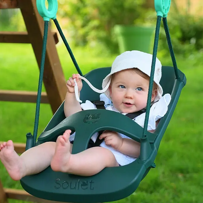 Soulet Babyschaukel Lilly - L x B x H: 350 x 160 x 600 mm, Kunststoff, Altersempfehlung: 6 Mon - 36 Mon - Ein bezauberndes Baby schaukelt vergnügt in einer grünen Babyschaukel von Soulet. Die Schaukel bietet sicheren Halt und Komfort für die Kleinsten.