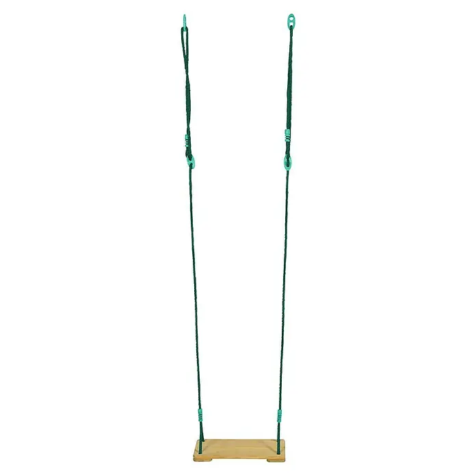 Soulet Schaukelsitz - L x B: 380 x 160 mm, Holz - Ein grünes, industrielles Regal mit vier Regalböden und hellblauen Akzenten auf einem hellen Holzfuß.