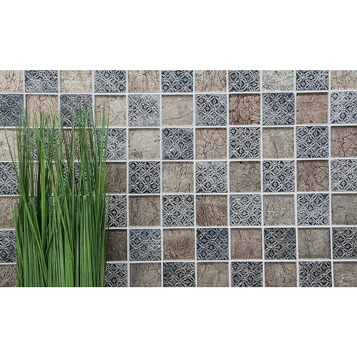Mozaik pločica Quadrat Crystal Mix XCM 8OP4  (30 x 30 cm, Bež-sive boje, Sjaj) | BAUHAUS