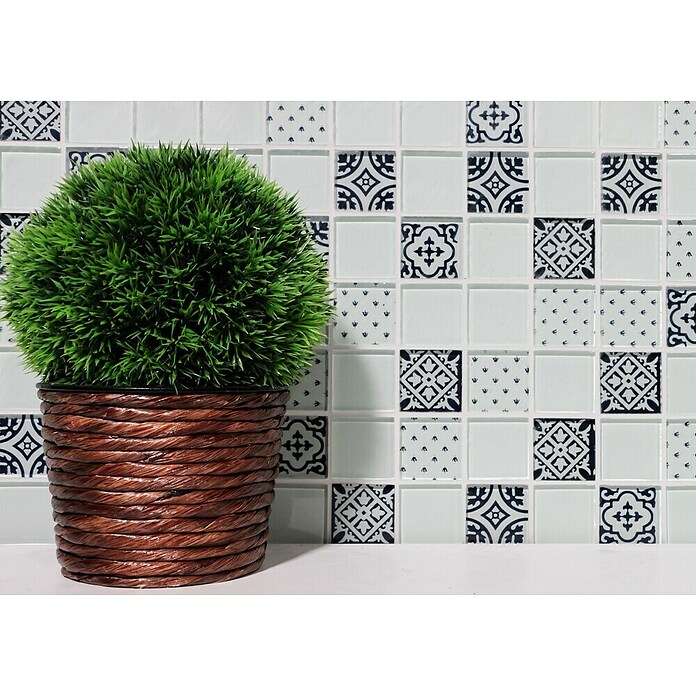 Mozaik pločica (30 x 30 cm, Bijelo, Sjajno)