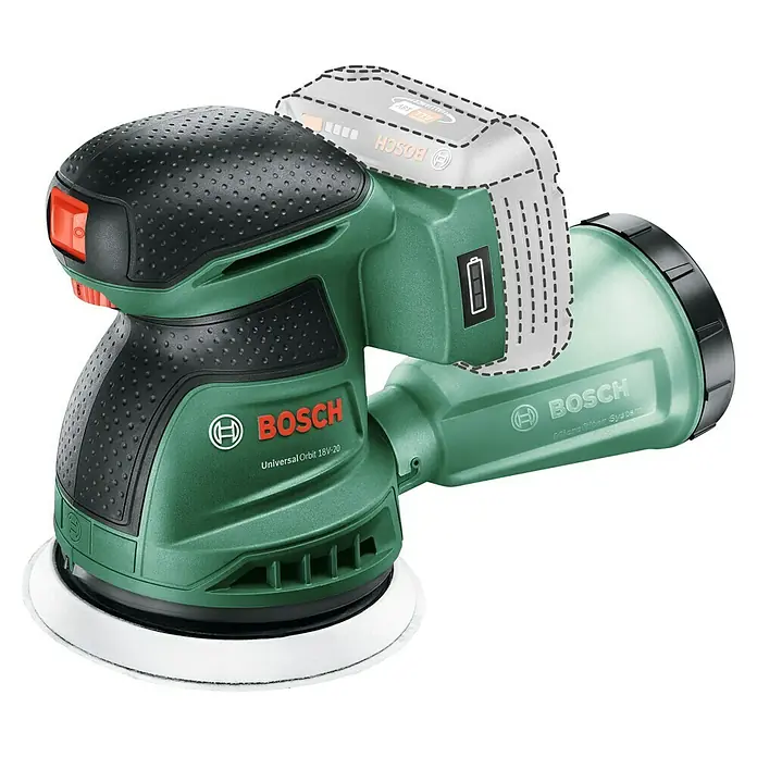 Bosch Power for All 18V Akku-Exzenterschleifer UniversalOrbit 18V-20 - 18 V, Ohne Akku, Durchmesser Schleifteller: 125 mm - Der Bosch UniversalOrbit 18V-20 Akku-Exzenterschleifer mit Staubabsaugung bietet flexible Schleiflösungen.