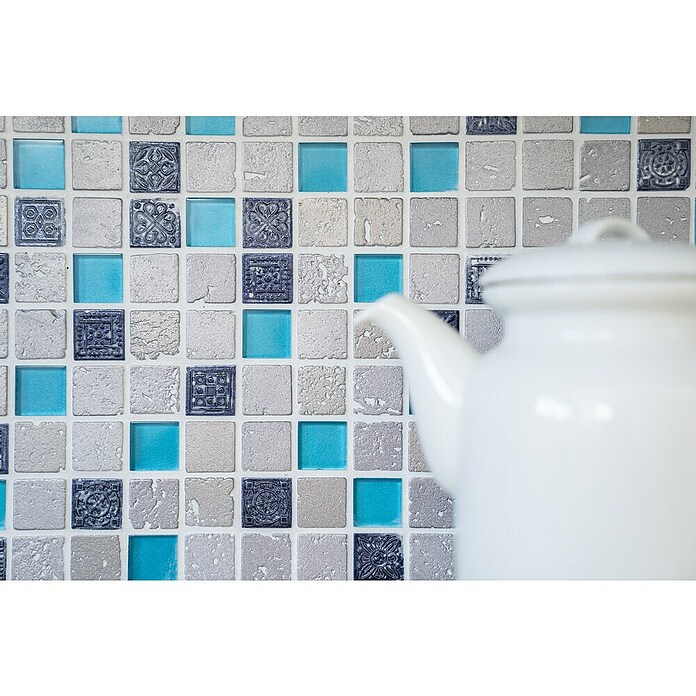Mozaik pločica Quadrat Crystal Mix XCM CB 65  (32,7 x 30,2 cm, Plave boje, Sjaj) | BAUHAUS