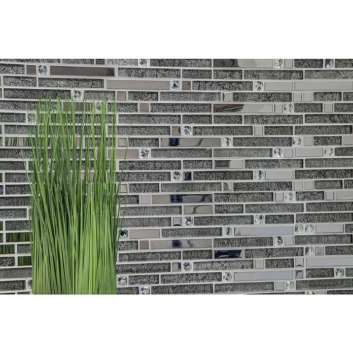 Mozaik pločica Crystal Mix XCM GV908  (29,8 x 33,8 cm, Srebrne boje, Sjaj) | BAUHAUS