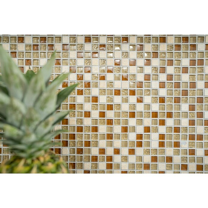 Mozaik pločica (32,2 x 30,5 cm, Beige, Sjajno)