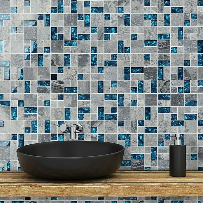 Mosaikfliese Crystal Mix XCM MC589 (30 x 30 cm, Grau, Glänzend)