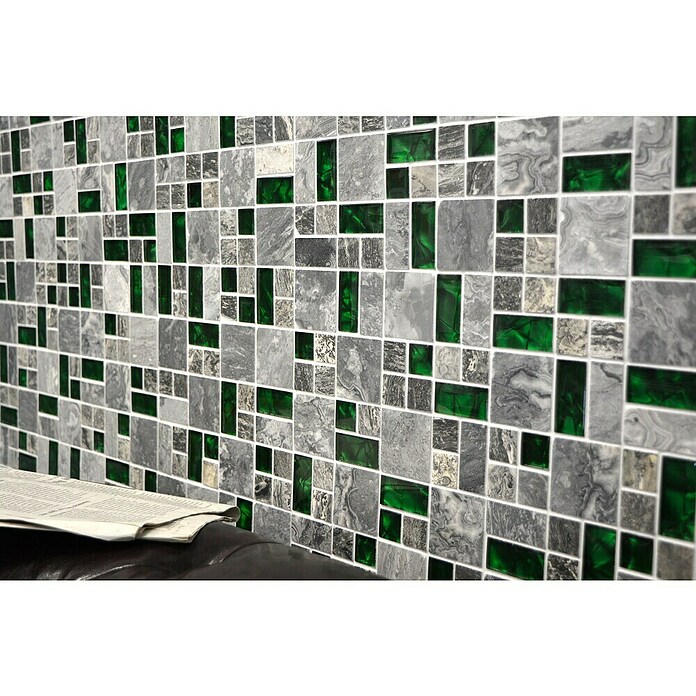 Mozaik pločica Kombi Crystal XCM MC509  (30 x 30 cm, Sivo/Zelena) | BAUHAUS