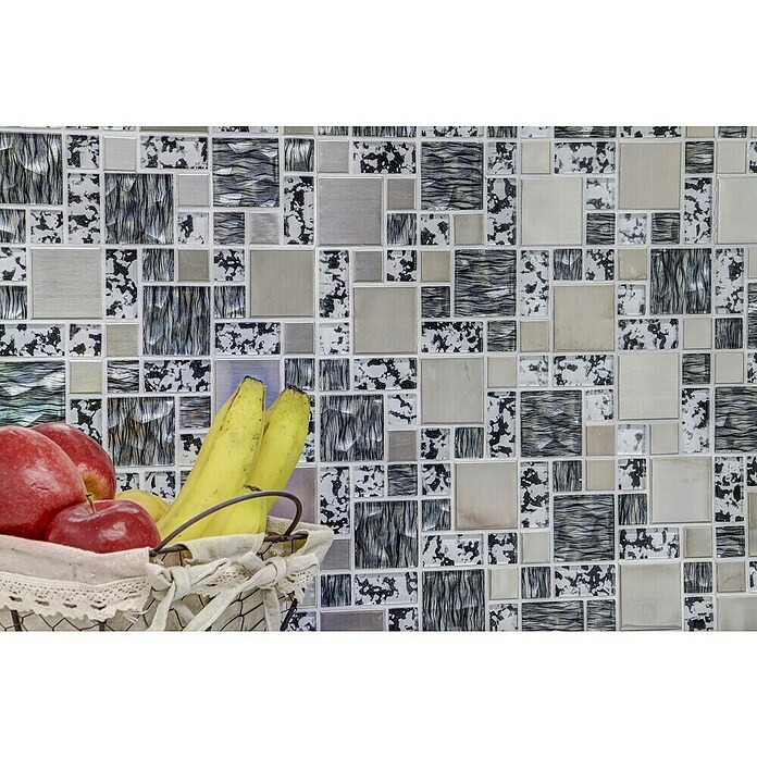Mozaik pločica Crystal Mix XCM MC629  (30 x 30 cm, Crno-sive boje, Sjaj) | BAUHAUS