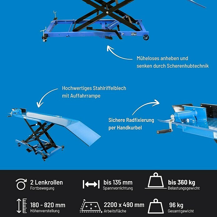 Güde Montagerampe GMR 360 (Höhenverstellung: 18 cm - 82 cm) | BAUHAUS