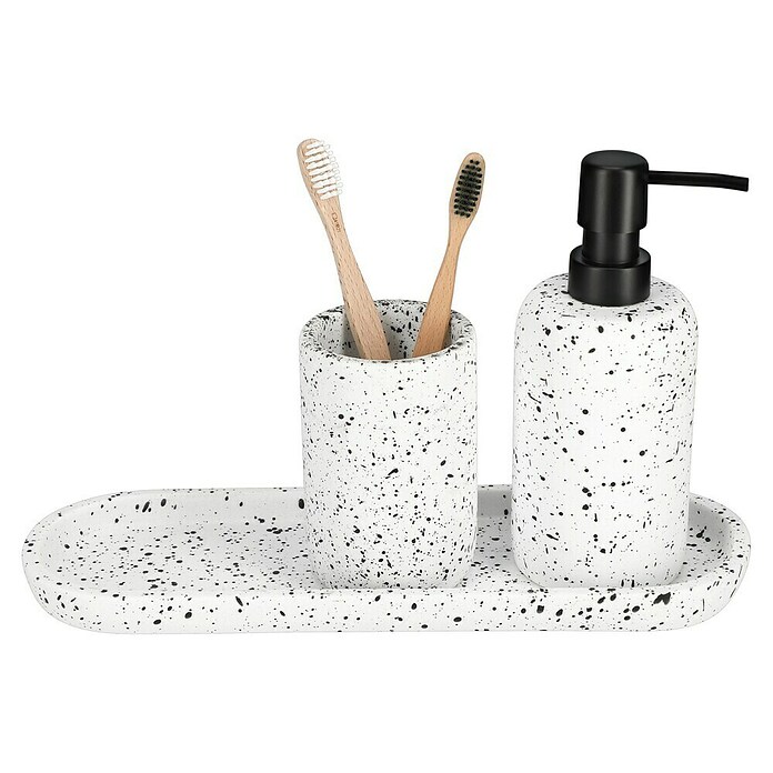 Camargue Lonček za zobne ščetke Stone Terrazzo  (Polirezin, Črno-bele barve) | 3715 - Einzelaccessoires | DADD - Accessoires | DAD - Badausstattung | DA - Badausstattung/Bäderwelt | D - Sanitär | BAUHAUS