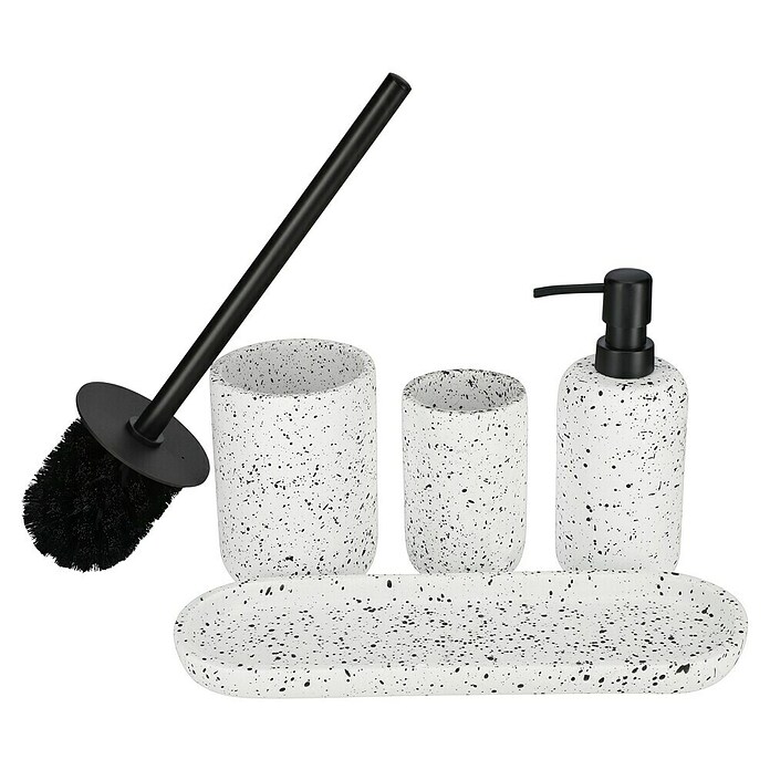Camargue Zahnputzbecher Stone Terrazzo (Polyresin, Weiß/Schwarz) | BAUHAUS
