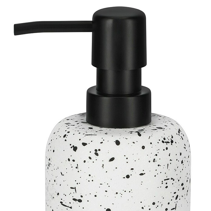Camargue Seifenspender Stone Terrazzo (7,5 x 7,5 x 18 cm, Polyresin, Weiß/Schwarz) | BAUHAUS