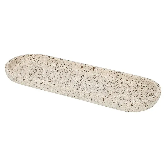 Camargue Badablage Stone Terrazzo - Breite: 10,7 cm, Polyresin, Beige/Braun - Längliche, beige Schale mit braunen Sprenkeln, ideal als dekoratives Element oder zur Aufbewahrung von kleinen Gegenständen.