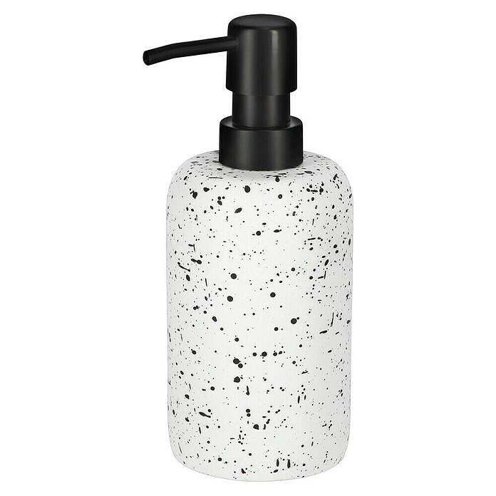 Camargue Seifenspender Stone Terrazzo (7,5 x 7,5 x 18 cm, Polyresin, Weiß/Schwarz) | BAUHAUS