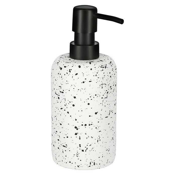 Camargue Seifenspender Stone Terrazzo (7,5 x 7,5 x 18 cm, Polyresin, Weiß/Schwarz) | BAUHAUS