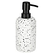 Camargue Seifenspender Stone Terrazzo (7,5 x 7,5 x 18 cm, Polyresin, Weiß/Schwarz) | BAUHAUS