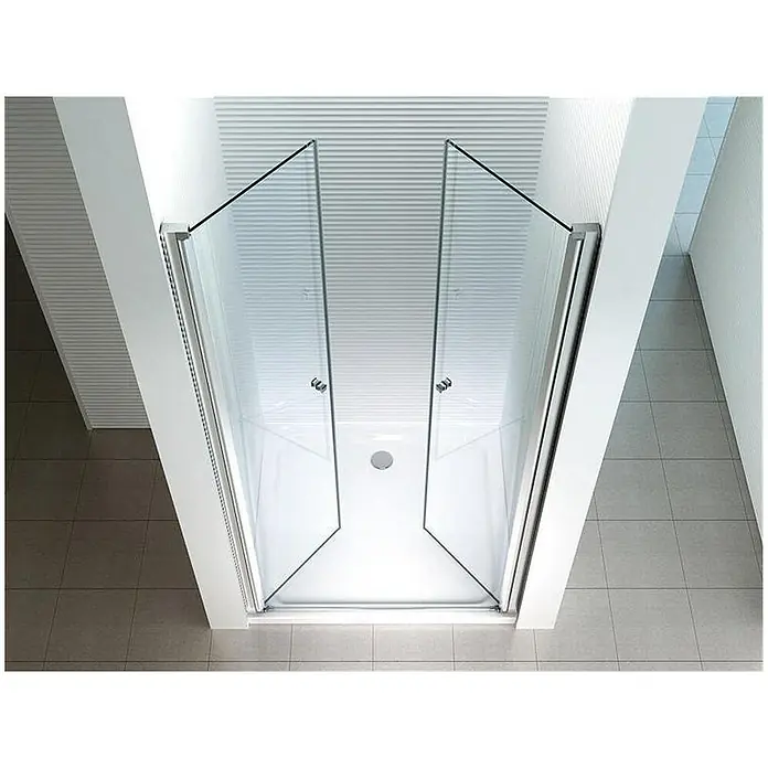 Glaszentrum Hagen Nischendusche 140x195 cm Nischentür Pendeltür 6mm ESG Glas - 140 x 195 cm, Eloxiert, TransparentTransparent, 6 mm