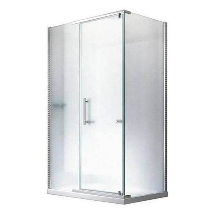 Glaszentrum Hagen Eckdusche 100x90x195cm - Hephaistos "Frost" Duschkabine Dusche Duschabtrennung - 8mm - 90 x 100 x 195 cm, Eloxiert, Satiniert, Stärke: 8 mm