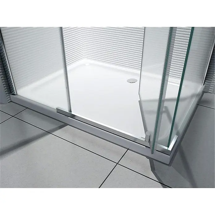 Glaszentrum Hagen Eckdusche 100x90x195cm - Hephaistos "Frost" Duschkabine Dusche Duschabtrennung - 8mm - 90 x 100 x 195 cm, Eloxiert, Satiniert, Stärke: 8 mm