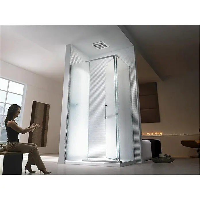 Glaszentrum Hagen Eckdusche 100x90x195cm - Hephaistos "Frost" Duschkabine Dusche Duschabtrennung - 8mm - 90 x 100 x 195 cm, Eloxiert, Satiniert, Stärke: 8 mm