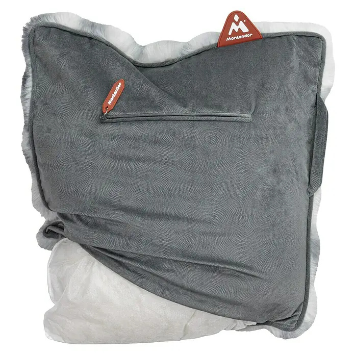 Montandor Heizkissen Wärmekissen - 45 x 45 cm, Grau - Graues Montandor Hundebett mit weichem Rand und aufgesetzter Tasche für Komfort und Stil.