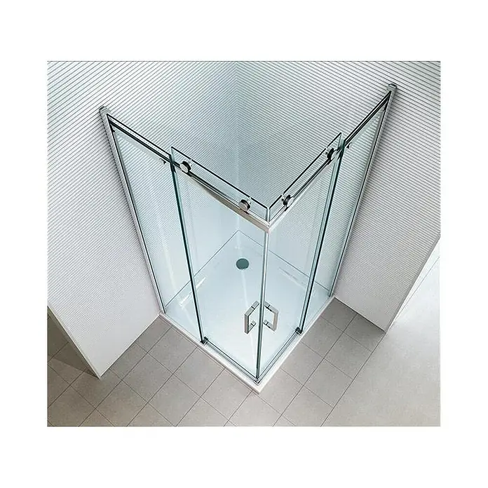 Glaszentrum Hagen Eckdusche 90x90x195 cm Artemis EckDusche Slide-Tür - 90 x 90 x 195 cm, Eloxiert, Transparent, Stärke: 8 mm