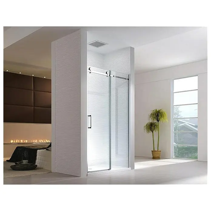 Glaszentrum Hagen Nischendusche 125x195 cm Schiebetür Duschtür ESG Glas - 125 x 195 cm, Eloxiert, TransparentTransparent, 8 mm