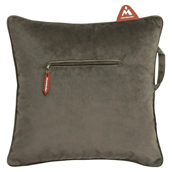 Montandor Heizkissen Wärmekissen - 45 x 45 cm, Braun - Graues Montondor Kissen mit Reißverschluss und Tragegriff, ideal für Komfort und stilvolle Dekoration im Wohnbereich.