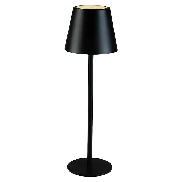 MegaLight Akku-Tischleuchte Classic - L x B x H: 11,5 x 11,5 x 36 cm, Bernstein, IP54, Schwarz - Elegante schwarze Tischlampe. Das schlichte Design und das sanfte Licht machen diese Lampe zu einem Blickfang in jedem Raum.