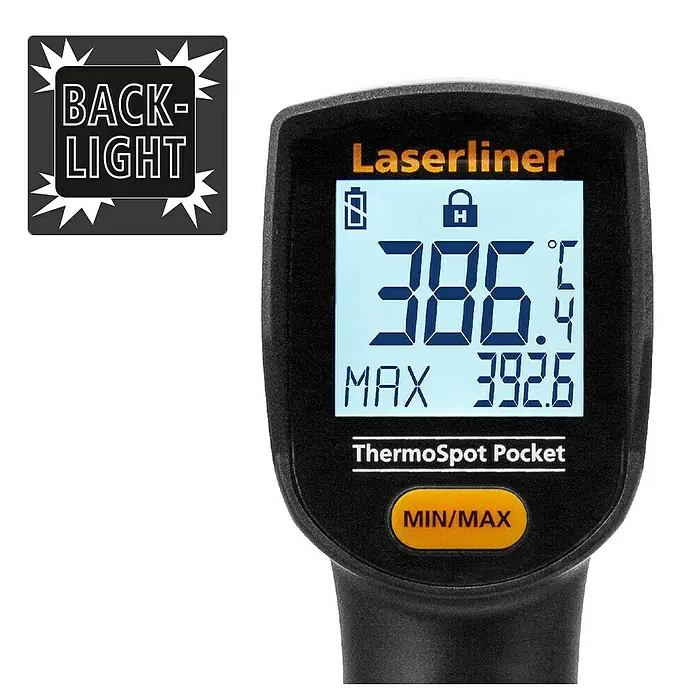 Laserliner Infrarot-Thermometer Pocket - Messbereich Temperatur: -40 °C - 400 °C - Laserliner ThermoSpot Pocket Infrarot-Thermometer mit digitaler Anzeige für präzise Temperaturmessung.