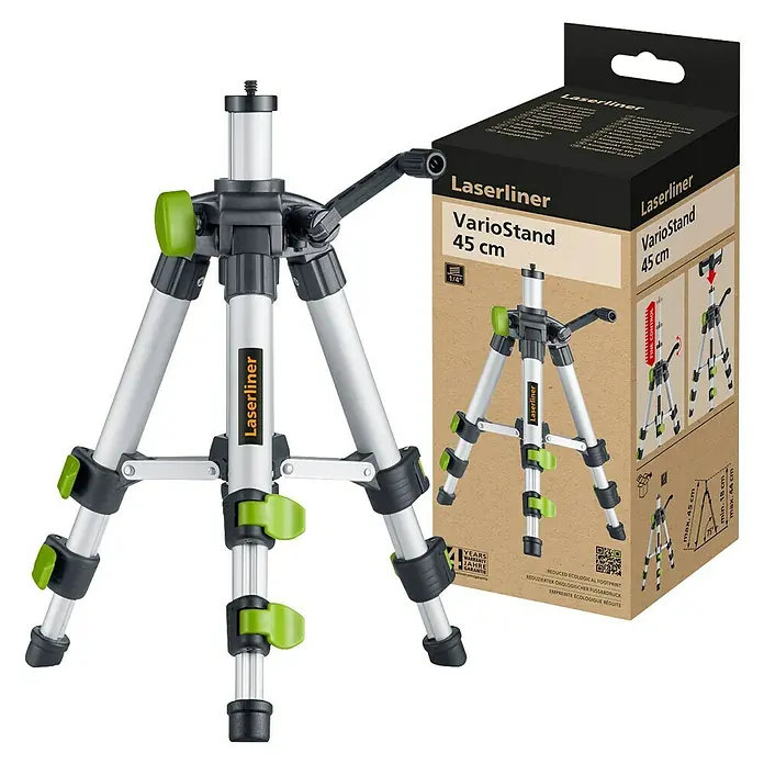 Laserliner Dreibeinständer - Arbeitshöhe: 18 cm - 45 cm - Das Laserliner VarioStand 45 cm Stativ mit Box ist ein leichtes und kompaktes Stativ, ideal für Laser- und Messgeräte im Innenbereich.