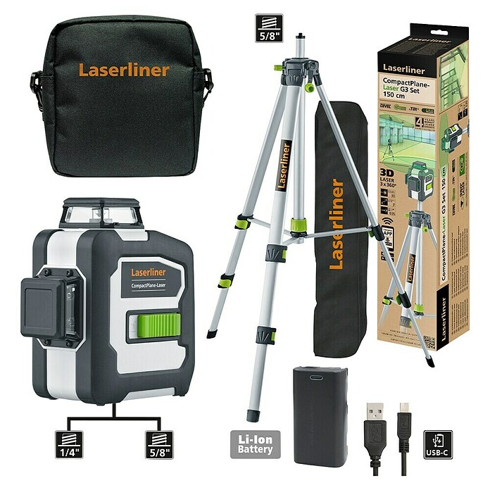 Laserliner Linienlaser CompactPlane-Laser 3G Set 150cm (Max. Arbeitsbereich: 0 m - 30 m) | BAUHAUS