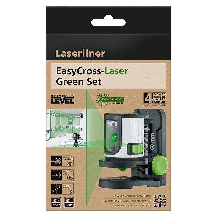 Laserliner Kruislijnlaser EasyCross-Laser Green Set (Max. werkbereik: 0 m - 40 m) | BAUHAUS