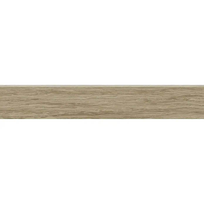 Zócalo cerámico Kenia - 9,5 x 120 cm, Mate - Primer plano de un rodapié con aspecto de madera clara, ideal para acabados de suelo.