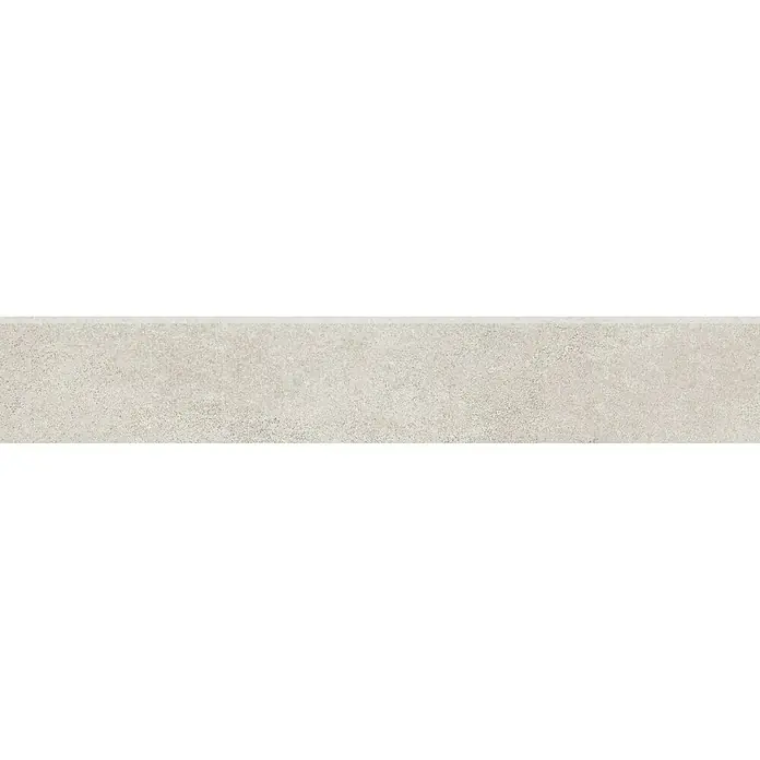 Zócalo cerámico Logan - 9,5 x 60 cm, Arena, Mate - Una sola piedra rectangular en un tono beige claro con una textura fina, ideal para diseño de interiores moderno.