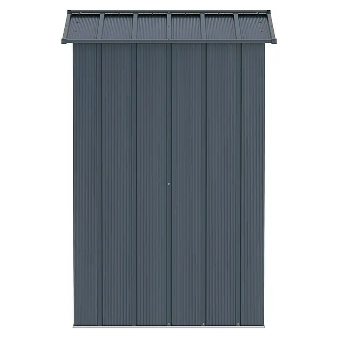 Duramax Gerätehaus Eco - 123 cm, 161,6 cm, Stahl, Anthrazit - Ansicht eines Geräteschuppens mit einem stabilen Metalldach, ideal für die Gartenaufbewahrung. Praktisch und robust.