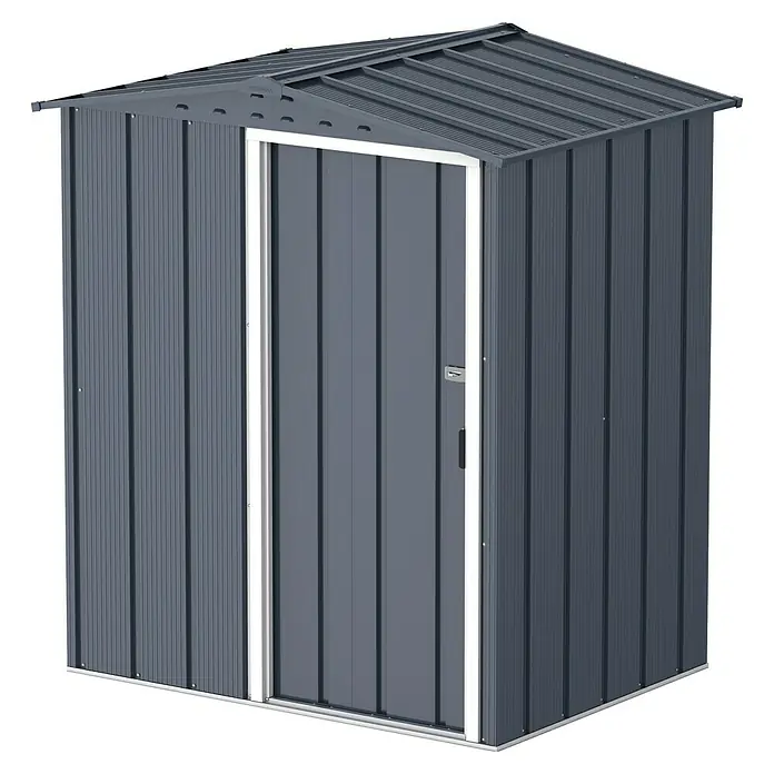 Duramax Gerätehaus Eco - 123 cm, 161,6 cm, Stahl, Anthrazit - Grauer Metall-Gartenschuppen mit Tür. Ideal für die Lagerung von Gartengeräten und Werkzeugen im Freien. Robuste Konstruktion.
