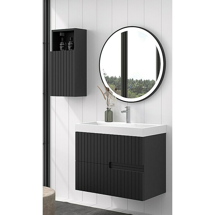 Duplach Mueble de lavabo Abi (L x An x Al: 45 x 80 x 60 cm, Negro, Melamina) | BAUHAUS