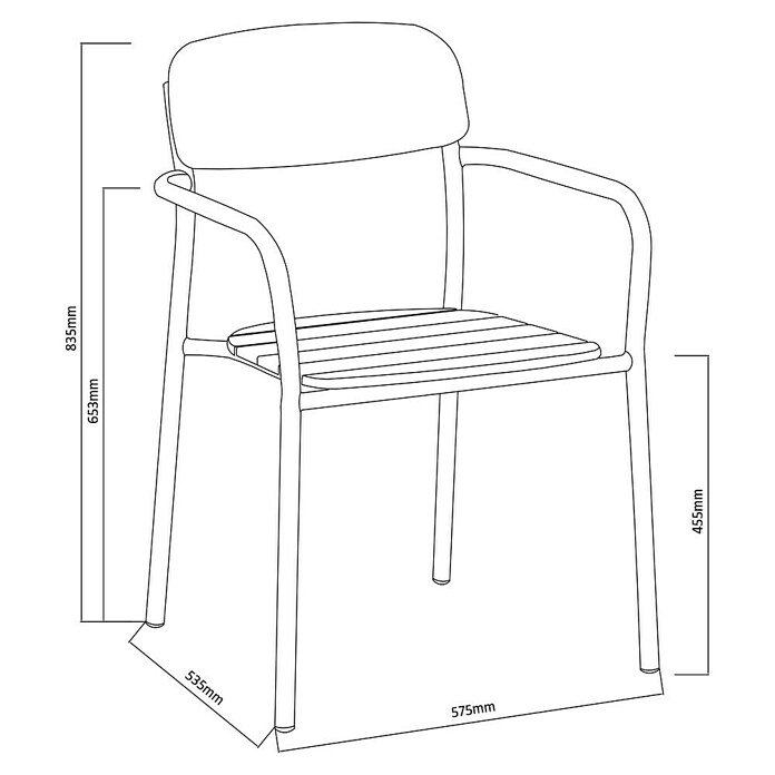Sunfun Gastro Stapelstuhl (Stahl, Polywood, Stapelbar, Night-Grey, B x T x H: 57,5 x 53,5 x 83,5 cm) | BAUHAUS