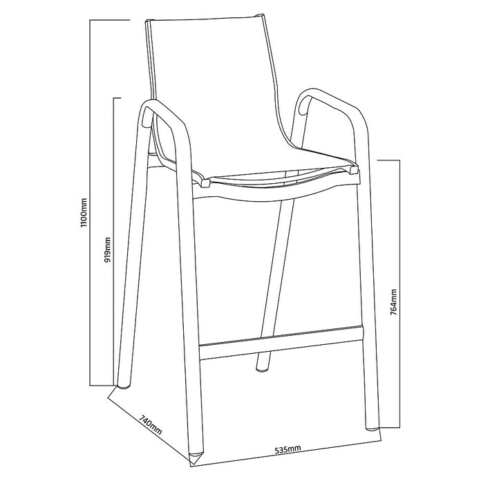 Sunfun Gastro Vrtni barski stol  (Jeklo, Tekstil, Možnost nakladanja, Antracit, Š x G x V: 53,5 x 74 x 110 cm) | 8350 - Stühle Textilen | ICAB - Sommermöbel Stühle | ICA - Sommermöbel | IC - Freizeit im Garten | I - Stadtgarten | BAUHAUS