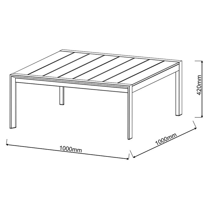 Sunfun Maja Garten-Loungetisch Holzoptik (L x B x H: 100 x 100 x 42 cm, Aluminium, Polywood, Night-Grey) | BAUHAUS