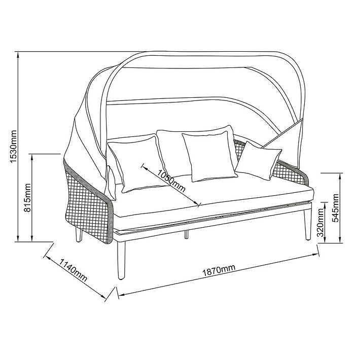Sunfun Solo Rope Lounge kavč  (Š x G x V: 187 x 114 x 81,5 cm, Aluminij, Olefin, Siva) | 8303 - Loungeset | ICAE - Sommermöbel Loungemöbel | ICA - Sommermöbel | IC - Freizeit im Garten | I - Stadtgarten | BAUHAUS