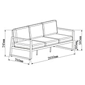 Sunfun Maja Lounge kavč  (Š x G x V: 203 x 76 x 74,5 cm, Aluminij, Olefin, Siva) | 8303 - Loungeset | ICAE - Sommermöbel Loungemöbel | ICA - Sommermöbel | IC - Freizeit im Garten | I - Stadtgarten | BAUHAUS