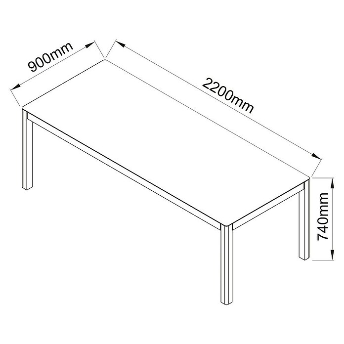 Sunfun Maja Gartentisch (L x B x H: 220 x 90 x 74 cm, Aluminium, Anthrazit) | BAUHAUS